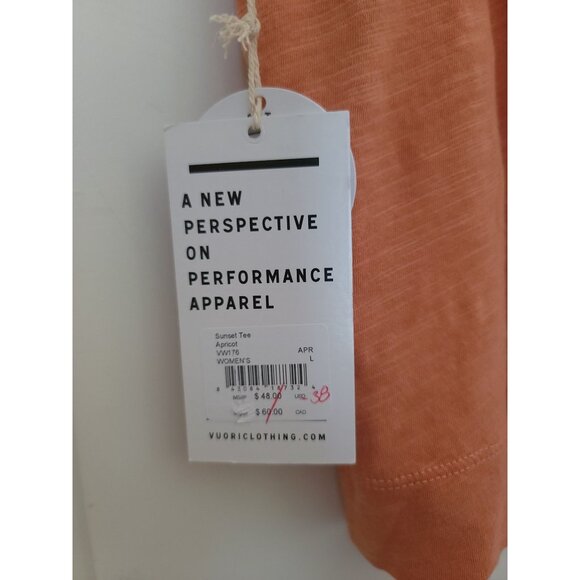 NWT Vuori SUNSET Crewneck Apricot Slub Knit Short Sleeve Athleisure Tee Womens L - Picture 5 of 6